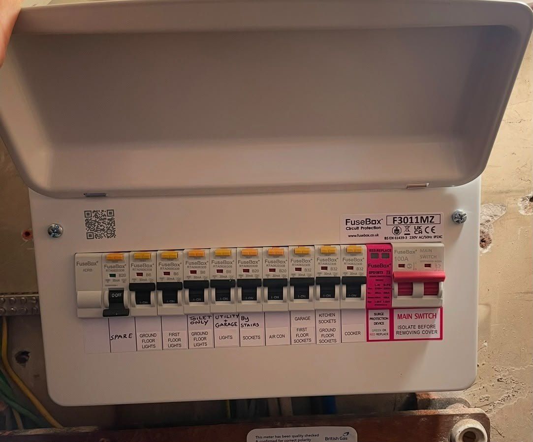 Consumer unit with every circuit labelled by hand
