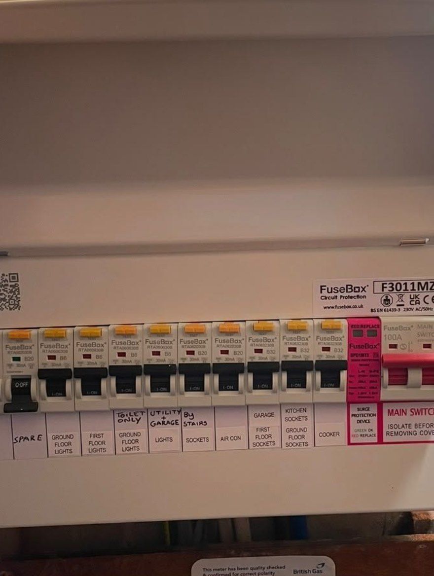 Consumer unit with every circuit labelled by hand